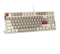 MageGee Tastiera meccanica da gioco al 75%, interruttore marrone, retroilluminazione a LED bianca, 87 tasti, compatta TKL, con cavo, per Windows, laptop, PC, gamer, colore grigio / bianco