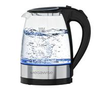 MAGEWISE - Bollitore in vetro, 1,8 litri, 1500 Watt, illuminazione interna a LED, spegnimento automatico e protezione contro l'essiccazione, bollitore senza fili