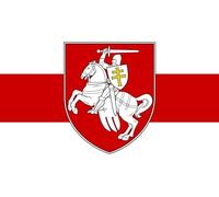 magFlags Bandiera Large Belarus w-r-w with Arms 2020, 3-2 | Belarus white-red-white with Arms used by democratic opposition in 2020 | bandiera paesaggio | 1.35 m² | 90x150cm