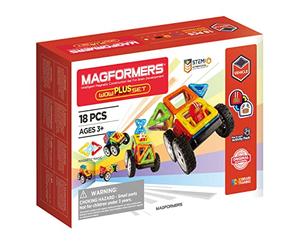 Magformers Wow Plus 707020 - Set di 18 magneti magnetici per bambini, mattoncini magnetici per la costruzione di forme fantasiose, età 3+