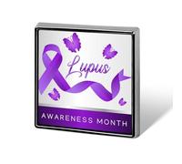 Maggio è il mese della consapevolezza del lupus. Spille quadrate, spille da bavero, bottoni smaltati, decorazioni per feste.