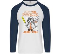 Maggio The Force Be Shih Tzu Cane Divertente Uomo L/S Baseball T-Shirt