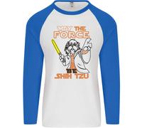 Maggio The Force Be Shih Tzu Cane Divertente Uomo L/S Baseball T-Shirt