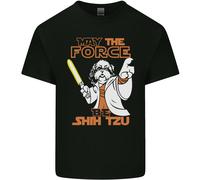 Maggio The Force Be Shih Tzu Divertente Cane Uomo Cotone T-Shirt