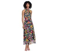 Maggy London Women's Halter Neck Maxi Dress, Navy/Hot Pink, 14