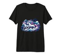 Magia del Cielo Galopia Unicorni Cavalli Coppia Amore Maglietta Premium