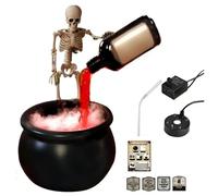 Magia di Halloween Pozione Galleggiante Bottiglia, Macchina a Nebbia ad Ultrasuoni Fogger con Calderone della Strega Nero Bottiglie Galleggianti Magiche Magiche di Halloween Scheletro Splash Guard