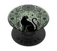 Magia floreale celestiale strega gatto luna mandala PopSockets PopGrip Adesivo