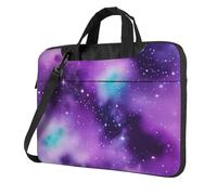 Magia Galaxy Cielo Viola Stampa Elegante Laptop Bag Per Le Donne Uomini Portatile Monospalla Viaggio Ufficio Aff, Nero , 15.6 inch