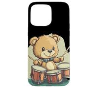 Magia musicale con questo orsacchiotto batterista a dondolo Custodia per iPhone 15 Pro Max