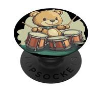 Magia musicale con questo orsacchiotto batterista a dondolo PopSockets PopGrip Adesivo