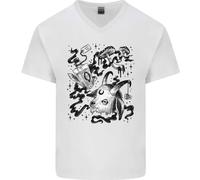 Magia Nera Voodoo Funghi Magici T-Shirt In Cotone A V Per Uomo
