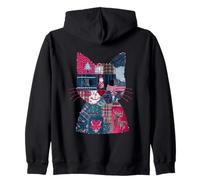 Magia Patchwork con Gatto di Natale Stravagante Felpa con Cappuccio