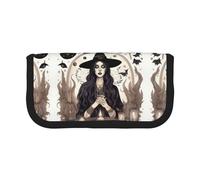 Magia Stregoneria Stregoneria Bohemian Disegno Piccolo Matita Sacchetto Semplice Astuccio Estetico Astuccio Matita Astuccio Portapenne Portapenne Ufficio, Nero , Taglia unica, Organizer per borse