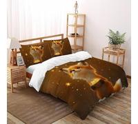Magia Volpe Copripiumino Stampa 3D Selvaggio Foresta Animale Set Di Biancheria Microfibra Leggera Chiusura A Zip Per Bambini/Ragazzi Con 2 Federe King(220x240cm)