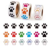 Magibeads 3 rotoli di adesivi a forma di zampa di cane e gatto, autoadesivi, colorati, con impronte di zampe, per regali, spedizione, veterinari, canili, feste, decorazione per la stanza, buste
