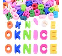Magibeads 48 perline in acrilico con lettere europee | Perline 3D con foro grande con lettere dell'alfabeto O K N I C E per portachiavi, decorazione a penna