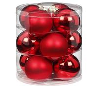 Magic - 12 palline di Natale in vetro, 8 cm palline per albero di Natale, colore rosso lucido, opaco