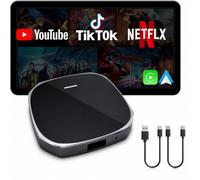 Magic AI Box Wireless CarPlay Adapter & Android Auto per OEM Wired Cars | WiFi da 5,8 GHz, Plug & Play, connessione automatica 3s, per OEM Wired CarPlay/Android Auto, supporto Net-FlIx/YouTube/TF