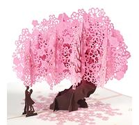 Magic Ants Biglietto di nozze 3D, pop-up 3D, regalo di nozze con busta, biglietto d'amore, biglietto di compleanno rosa, fiori di ciliegio, San Valentino, biglietto per matrimonio, San Valentino