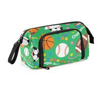 Magic Ball Game Football Basket Ball - Astuccio con stampa verde, grande capacità, astuccio con cerniera, per ragazzi e forniture scolastiche