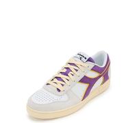 Diadora Magic Basket Low Suede Leather, Scarpe da Ginnastica Unisex-Adulto, White/Deep Lavander Violet, 41 EU