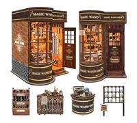 Magic Book Nook Kit con bacchetta a distanza, puzzle in legno 3D, kit di libri in miniatura per casa delle bambole, decorazione creativa per libri per adulti e adolescenti