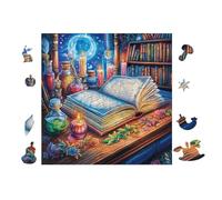 Magic Book with Candles Puzzle 100 Pezzi Per Bambini Ragazzi Cartone Di Alta Qualità Atossico Attività Educativa Per Tempo Libero Scolastico Con Confezione Regalo 28x28cm
