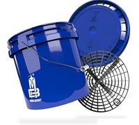 Magic Bucket Fascio per bucato auto, secchio per bucato con coperchio della benna abbinato, circa 13 litri, con inserto per secchio Grit Guard, setaccio per bucato, blu/nero