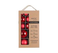 MAGIC by Inge - Set di 42 palline di Natale Merry Red con diametro 4 cm, 6 cm e 8 cm, decorazioni per albero di Natale in vetro