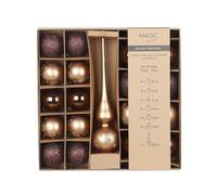 MAGIC by Inge - Set di palline di Natale da 19 pezzi, elegante lounge con punta per albero di Natale e palline, in vetro, marrone