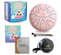 Magic Calm Drum - Tamburo lingua in acciaio per bambini, strumento musicale a mano con libro di fiabe e libro di canzoni, strumenti musicali facili e calmanti per bambini dai 3 agli 8 anni (rosa)