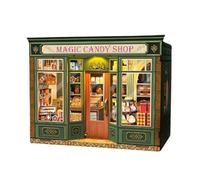 Magic Candy Shop Libreria Angolo Libro Inserto, Puzzle 3D in legno, Luce LED, Modello Scena Fermalibri, Kit Fatto a mano, Decorazione Della Casa Fantasia