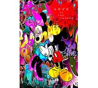 Magic Canvas Art Pop Art B8111 - Stampa artistica da parete, 1 pezzo, motivo: Topolino Minnie, dimensioni: 40 x 30 cm
