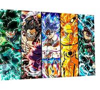 Magic Canvas Art - Quadro 3 Anime Crossover DBZ Naruto One Piece - Stampa artistica da parete di alta qualità, moderna, A3568, dimensioni: 180 x 90 cm