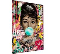 Magic Canvas Art - Quadro Pop Art Audrey Hepburn su tela, 1 pezzo, stampa artistica di alta qualità, B8344, materiale: tela, dimensioni: 40 x 30 cm, bianco