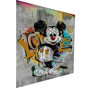 Magic Canvas Art - Stampa Pop Art con Topolino e scritta LOVE su tela, 1 pezzo, stampa artistica, moderna decorazione da parete, P5322, dimensioni: 100 x 50 cm