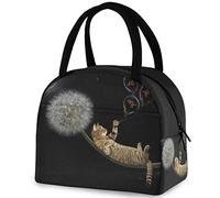 Magic Cat on Dandelion Fish - Borsa termica riutilizzabile per il pranzo, borsa termica termica per il rientro a scuola, lavoro, picnic, viaggi, pesca, spiaggia