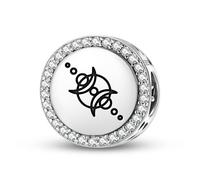 Magic Charms Argento Sterling 925 Crop Circles Lunar-solare eclipse gioielli Fit bracciale fascino etnico simboli culturali regali per le donne
