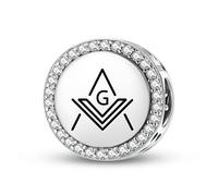 Magic Charms Argento Sterling 925 Freemasonry Square and Compass Gioielli Fit Bracciale Charm etnico Simboli culturali Regali per le donne