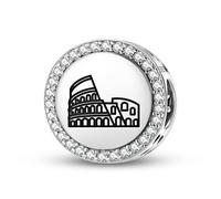 Magic Charms Argento Sterling 925 Roman Empire Colosseo Gioielli Fit Bracciale Charm etnico Simboli culturali Regali per le donne