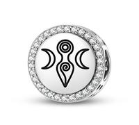 Magic Charms Argento Sterling 925 Wicca Moon Goddess gioielli Fit bracciale fascino etnico simboli culturali regali per le donne