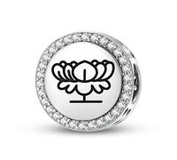 Magic Charms Bracciale in argento sterling 925 Jainism Blue Lotus gioielli Fit bracciale fascino etnico simboli culturali regali per le donne