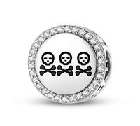 Magic Charms Ciondolo in argento Sterling 925 Jolly Roger Pirate Flags Christopher Condent Gioielli Fit Bracciale Charm Simboli etnici Culturali Regali per le donne