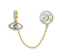 Magic Charms Evil Eye Hamsa Charm 925 Sterling Silver Plated Evil Eye Beads Fatima Ciondolo a mano Charm per braccialetto Collana per donne Ragazze Regali di compleanno