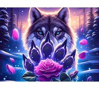 Magic Colorful Wolf Head Rompicapo 300 Pezzi Per Nonni E Nipoti Vibrant Fantasy Animals Cartone Rigido Esercizio Mentale Per Serate in Famiglia Da Passatempo Con Poster Incluso 300 PCS/40x28cm