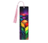 Magic Cube Puzzle Segnalibro in legno per uomini e donne personalizzato intaglio in legno segno di libro con nappa ciondolo segnalibro per gli amanti dei libri regalo di compleanno studenti