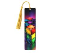 Magic Cube Puzzle Segnalibro in legno per uomini e donne personalizzato intaglio in legno segno di libro con nappa ciondolo segnalibro per gli amanti dei libri regalo di compleanno studenti