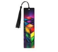 Magic Cube Puzzle Segnalibro in legno per uomini e donne personalizzato intaglio in legno segno di libro con nappa ciondolo segnalibro per gli amanti dei libri regalo di compleanno studenti