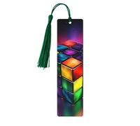 Magic Cube Puzzle Segnalibro in legno per uomini e donne personalizzato intaglio in legno segno di libro con nappa ciondolo segnalibro per gli amanti dei libri regalo di compleanno studenti